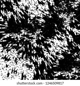 Grunge overlay layer. Abstract black and white vector background. Monochrome vintage surface with dirty pattern in cracks, spots, dots. Old painted wall in dark horror style design