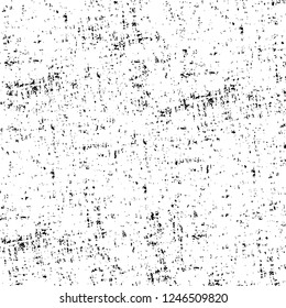 Grunge overlay layer. Abstract black and white vector background. Monochrome vintage surface with dirty pattern in cracks, spots, dots. Old painted wall in dark horror style design