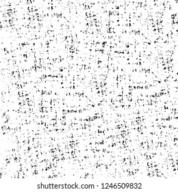 Grunge overlay layer. Abstract black and white vector background. Monochrome vintage surface with dirty pattern in cracks, spots, dots. Old painted wall in dark horror style design