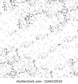 Grunge overlay layer. Abstract black and white vector background. Monochrome vintage surface with dirty pattern in cracks, spots, dots. Old painted wall in dark horror style design