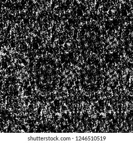 Grunge overlay layer. Abstract black and white vector background. Monochrome vintage surface with dirty pattern in cracks, spots, dots. Old painted wall in dark horror style design