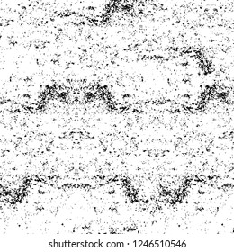 Grunge overlay layer. Abstract black and white vector background. Monochrome vintage surface with dirty pattern in cracks, spots, dots. Old painted wall in dark horror style design
