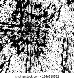 Grunge overlay layer. Abstract black and white vector background. Monochrome vintage surface with dirty pattern in cracks, spots, dots. Old painted wall in dark horror style design