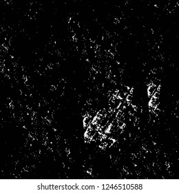 Grunge overlay layer. Abstract black and white vector background. Monochrome vintage surface with dirty pattern in cracks, spots, dots. Old painted wall in dark horror style design