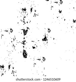 Grunge overlay layer. Abstract black and white vector background. Monochrome vintage surface with dirty pattern in cracks, spots, dots. Old painted wall in dark horror style design
