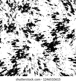 Grunge overlay layer. Abstract black and white vector background. Monochrome vintage surface with dirty pattern in cracks, spots, dots. Old painted wall in dark horror style design
