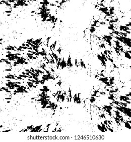 Grunge overlay layer. Abstract black and white vector background. Monochrome vintage surface with dirty pattern in cracks, spots, dots. Old painted wall in dark horror style design