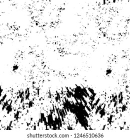 Grunge overlay layer. Abstract black and white vector background. Monochrome vintage surface with dirty pattern in cracks, spots, dots. Old painted wall in dark horror style design