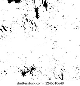 Grunge overlay layer. Abstract black and white vector background. Monochrome vintage surface with dirty pattern in cracks, spots, dots. Old painted wall in dark horror style design