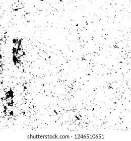 Grunge overlay layer. Abstract black and white vector background. Monochrome vintage surface with dirty pattern in cracks, spots, dots. Old painted wall in dark horror style design