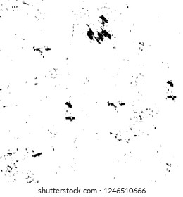 Grunge overlay layer. Abstract black and white vector background. Monochrome vintage surface with dirty pattern in cracks, spots, dots. Old painted wall in dark horror style design