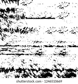 Grunge overlay layer. Abstract black and white vector background. Monochrome vintage surface with dirty pattern in cracks, spots, dots. Old painted wall in dark horror style design