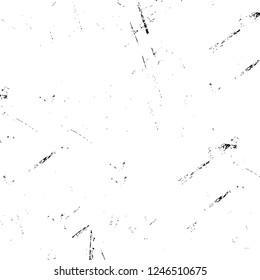 Grunge overlay layer. Abstract black and white vector background. Monochrome vintage surface with dirty pattern in cracks, spots, dots. Old painted wall in dark horror style design
