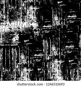 Grunge overlay layer. Abstract black and white vector background. Monochrome vintage surface with dirty pattern in cracks, spots, dots. Old painted wall in dark horror style design
