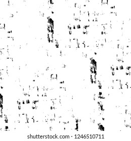 Grunge overlay layer. Abstract black and white vector background. Monochrome vintage surface with dirty pattern in cracks, spots, dots. Old painted wall in dark horror style design