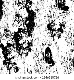 Grunge overlay layer. Abstract black and white vector background. Monochrome vintage surface with dirty pattern in cracks, spots, dots. Old painted wall in dark horror style design