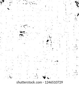 Grunge overlay layer. Abstract black and white vector background. Monochrome vintage surface with dirty pattern in cracks, spots, dots. Old painted wall in dark horror style design