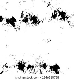 Grunge overlay layer. Abstract black and white vector background. Monochrome vintage surface with dirty pattern in cracks, spots, dots. Old painted wall in dark horror style design