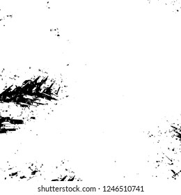 Grunge overlay layer. Abstract black and white vector background. Monochrome vintage surface with dirty pattern in cracks, spots, dots. Old painted wall in dark horror style design