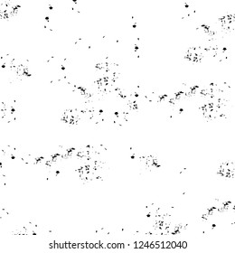 Grunge overlay layer. Abstract black and white vector background. Monochrome vintage surface with dirty pattern in cracks, spots, dots. Old painted wall in dark horror style design