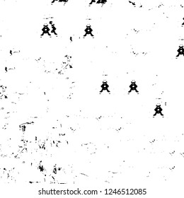 Grunge overlay layer. Abstract black and white vector background. Monochrome vintage surface with dirty pattern in cracks, spots, dots. Old painted wall in dark horror style design