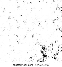 Grunge overlay layer. Abstract black and white vector background. Monochrome vintage surface with dirty pattern in cracks, spots, dots. Old painted wall in dark horror style design