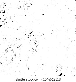 Grunge overlay layer. Abstract black and white vector background. Monochrome vintage surface with dirty pattern in cracks, spots, dots. Old painted wall in dark horror style design