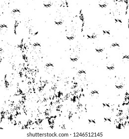 Grunge overlay layer. Abstract black and white vector background. Monochrome vintage surface with dirty pattern in cracks, spots, dots. Old painted wall in dark horror style design