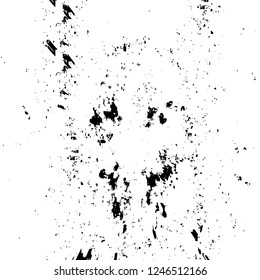 Grunge overlay layer. Abstract black and white vector background. Monochrome vintage surface with dirty pattern in cracks, spots, dots. Old painted wall in dark horror style design