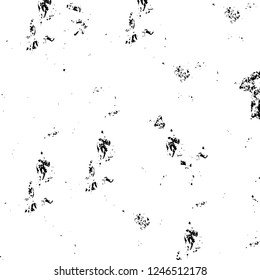 Grunge overlay layer. Abstract black and white vector background. Monochrome vintage surface with dirty pattern in cracks, spots, dots. Old painted wall in dark horror style design