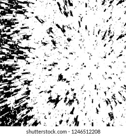 Grunge overlay layer. Abstract black and white vector background. Monochrome vintage surface with dirty pattern in cracks, spots, dots. Old painted wall in dark horror style design