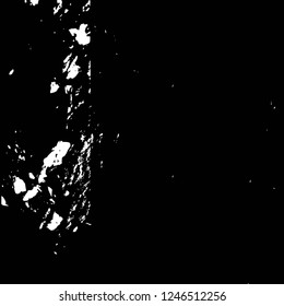 Grunge overlay layer. Abstract black and white vector background. Monochrome vintage surface with dirty pattern in cracks, spots, dots. Old painted wall in dark horror style design