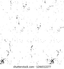 Grunge overlay layer. Abstract black and white vector background. Monochrome vintage surface with dirty pattern in cracks, spots, dots. Old painted wall in dark horror style design