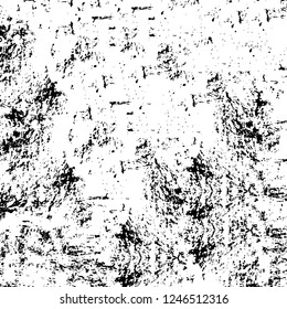 Grunge overlay layer. Abstract black and white vector background. Monochrome vintage surface with dirty pattern in cracks, spots, dots. Old painted wall in dark horror style design