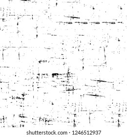 Grunge overlay layer. Abstract black and white vector background. Monochrome vintage surface with dirty pattern in cracks, spots, dots. Old painted wall in dark horror style design