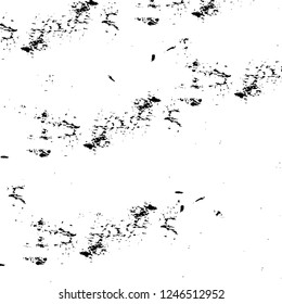 Grunge overlay layer. Abstract black and white vector background. Monochrome vintage surface with dirty pattern in cracks, spots, dots. Old painted wall in dark horror style design