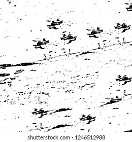 Grunge overlay layer. Abstract black and white vector background. Monochrome vintage surface with dirty pattern in cracks, spots, dots. Old painted wall in dark horror style design
