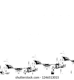 Grunge overlay layer. Abstract black and white vector background. Monochrome vintage surface with dirty pattern in cracks, spots, dots. Old painted wall in dark horror style design