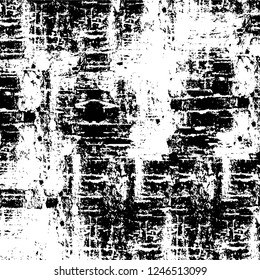 Grunge overlay layer. Abstract black and white vector background. Monochrome vintage surface with dirty pattern in cracks, spots, dots. Old painted wall in dark horror style design