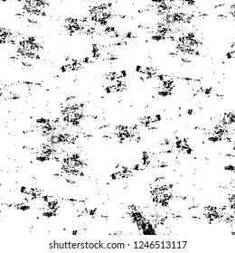 Grunge overlay layer. Abstract black and white vector background. Monochrome vintage surface with dirty pattern in cracks, spots, dots. Old painted wall in dark horror style design