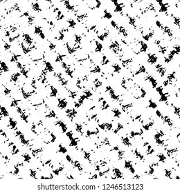 Grunge overlay layer. Abstract black and white vector background. Monochrome vintage surface with dirty pattern in cracks, spots, dots. Old painted wall in dark horror style design