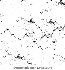 Grunge overlay layer. Abstract black and white vector background. Monochrome vintage surface with dirty pattern in cracks, spots, dots. Old painted wall in dark horror style design