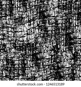 Grunge overlay layer. Abstract black and white vector background. Monochrome vintage surface with dirty pattern in cracks, spots, dots. Old painted wall in dark horror style design
