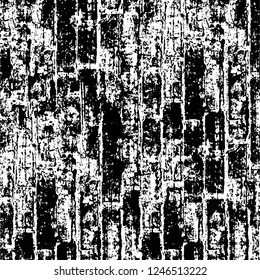 Grunge overlay layer. Abstract black and white vector background. Monochrome vintage surface with dirty pattern in cracks, spots, dots. Old painted wall in dark horror style design