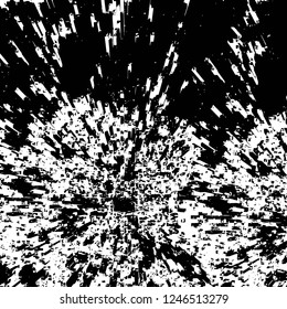 Grunge overlay layer. Abstract black and white vector background. Monochrome vintage surface with dirty pattern in cracks, spots, dots. Old painted wall in dark horror style design