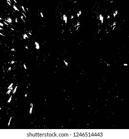 Grunge overlay layer. Abstract black and white vector background. Monochrome vintage surface with dirty pattern in cracks, spots, dots. Old painted wall in dark horror style design