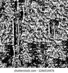 Grunge overlay layer. Abstract black and white vector background. Monochrome vintage surface with dirty pattern in cracks, spots, dots. Old painted wall in dark horror style design