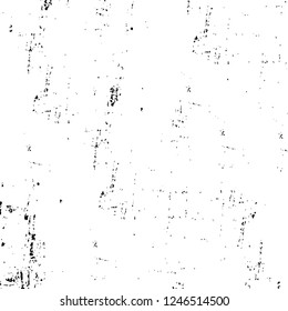 Grunge overlay layer. Abstract black and white vector background. Monochrome vintage surface with dirty pattern in cracks, spots, dots. Old painted wall in dark horror style design