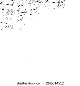 Grunge overlay layer. Abstract black and white vector background. Monochrome vintage surface with dirty pattern in cracks, spots, dots. Old painted wall in dark horror style design