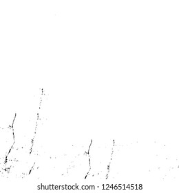 Grunge overlay layer. Abstract black and white vector background. Monochrome vintage surface with dirty pattern in cracks, spots, dots. Old painted wall in dark horror style design